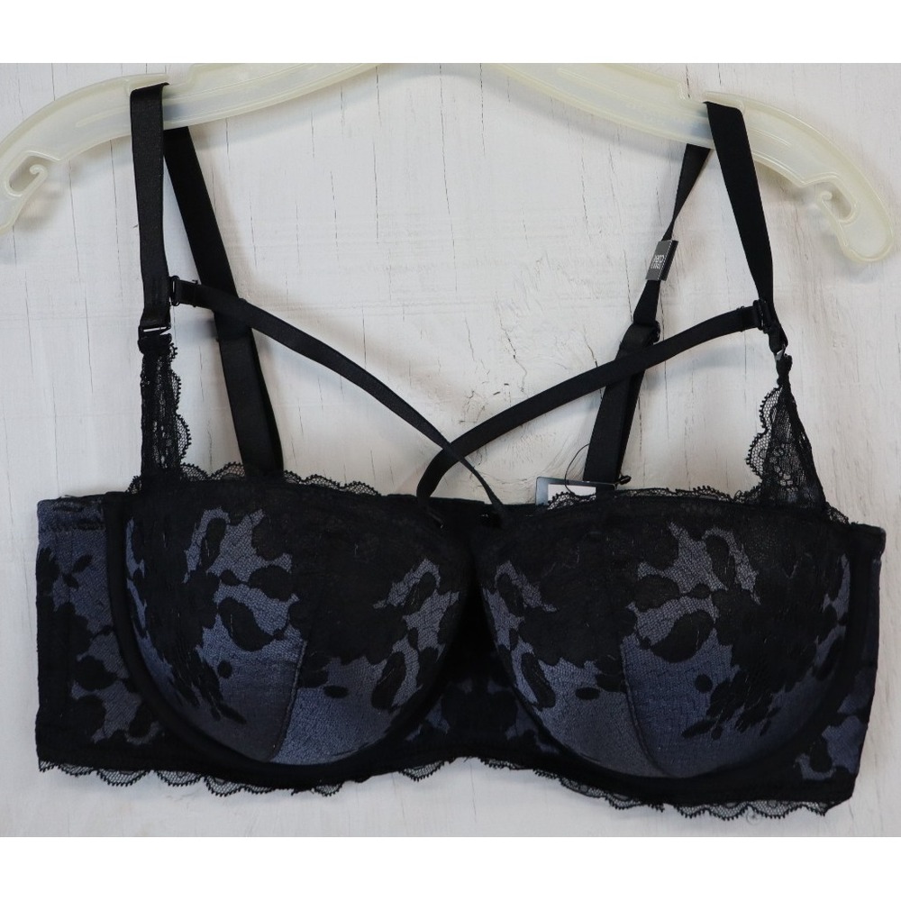 Torrid Curve Bombshell Multiway Push Up Bra Size 38D‎ Black Floral Lace NWT
